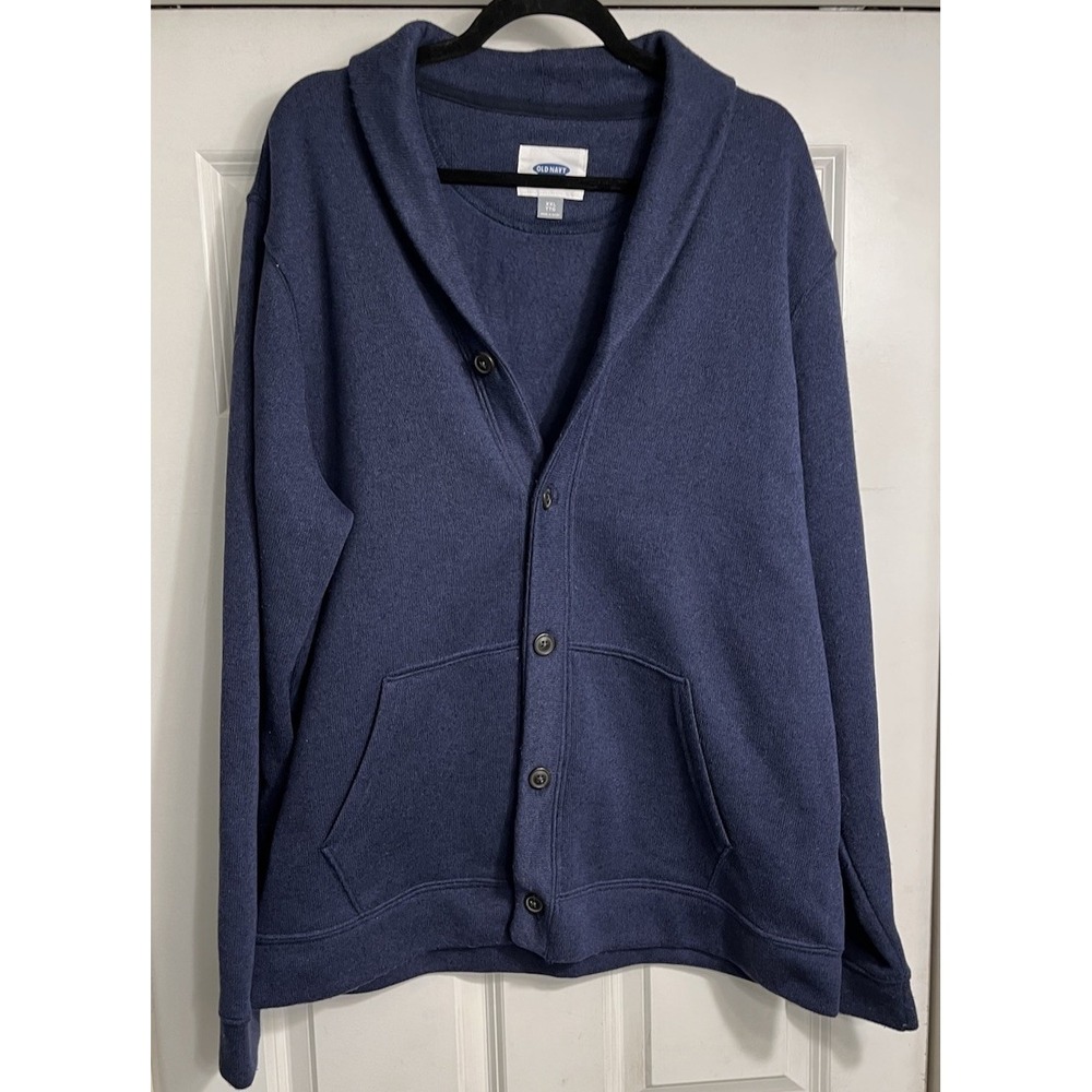 Men's Blue Shawl Collar Cardigan